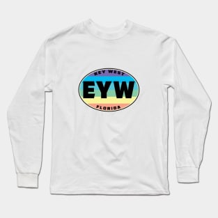 Key West Florida EYW Euro Oval Color Stripes Pastel Rainbow Keys Long Sleeve T-Shirt